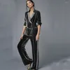 Women's Two Piece Pants Velveteen Suit Sets 2-piece Set (jacket Pants) Casual Fashion Chic And Elegant Woman Blazer