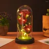 Decorative Flowers Rose Flower Light Up Gifts Artificial In Glass Dome Birthday For Her Grandma Sister Friend