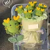 Decorative Flowers Hand Woven Flower Kawaii Knitted 2024 DIY Little Dragon Man Bouquet Handmade Gifts Graduation Cute Year