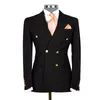 Elegant Black Men Tuxedos Peak Lapel Double Breasted 2 Pieces Formal Wedding Suits Blazer Pants Costume Homme
