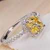 Słynny styl najwyższej jakości sona żółte przezroczyste karaty kwadratowy pierścionek z diamentem platynowy plated kobiety