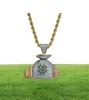 New Micro Paved Cubic Zirconia Money Bag Pendant Necklace Copper Gold Color Punk Jewelry for Men Women7379407