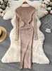 Singreiny Winter Femmes Tricoter Maxi Robe O Cou Neck Autumn Long Manche Long Harajuku Fashion Fashion Fashion Crayon Sweater Long Robes 231225