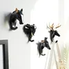 Résine animaux tête autocollant crochet mur décoratif cintre pour porte cuisine sac sac à main patères porte-clés décor 231225