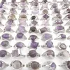 Natural Amethyst Stone Rings Gemstone Jewelry Women's Ring Bague 50pcs Valentine's Day Gift235l