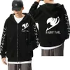 Anime hoodie tail hoodies fairy zip hooded tröja haruku tröjor långärmare jacka svarta tröjor unisex topp