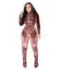 2024 Designer Velvet Tracksuits Fall Winter Women Sweatsuits Lång ärmjacka och staplade byxor Tvådelar Set Solid Outfits Casual Jogger Suits Sporswear