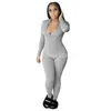 2024 Designer Jumpsuits Women Fall Winter Bodycon Rompers Long Sleeve Solid Jumpsuits One Piece Outfits Skinny Overalls leggings Casual Streetwear Clothing