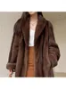 Женская меховая кофейная кофейная пальто 2023 Зимняя мода высокое тепло высокое тепло