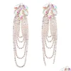 Brincos de lustres de candelabro Charm colorf Crystal Declaração Rhinestone Long Fringe Tassel para Grand Dinner Party Drop Delivery Jóias Otfhj