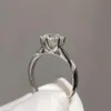 Cluster Rings Genuine 925 Silver 18k White Gold Plated D Color Moissanite Ring Briliant Cut 1 Diamond Test Passed Solitaire Stone215J