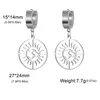 Dangle Earrings Dawapara OM Ohm Symbol Sunshine Charm Hoop Stainless Steel Hindu Yoga Jewelry