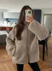 Women's Jackets Teddy Lamb Pocket Oversized Warm Coat Zipper Long Sleeve Stand Collar Wool Women Fashion Autumn Winter Casual Streetwear