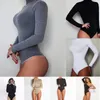 Sexy Solid Coltrui Body Femme Lange Mouw Tops Herfst Winter Elegante Slanke Bodycon Zwart Wit Bodysuit Dames 231225