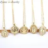 10PCS Crystal CZ Cubic Zirconia Virgin Mary Pendant Copper Pendants Necklaces Gold Color Chain Jewelry273W