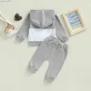Conjuntos de roupas 2022-06-17 Lioraitiin 0-4 anos calças infantis Terce de retalhos de retalhos de manga longa Moletom de coloração sólida com bolsos