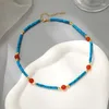 Pendanthalsband Beaded Necklace Originalitet Design Natural Stone Turquoise Hand Stick Tide Böhmen Enkel justerbar rispärla