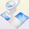 Thregost 3 pièces ensemble motif scénique tapis de bain tapis de toilette salle de bain doux absorbant tapis microfibre douche baignoire tapis toilette tapis de sol L7223288