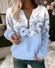 Women's Hoodies Women Fashion Floral Hoodies Flower Painting Sweatshirt Zip Up Hoodie Oversized Sudaderas Harajuku Coats Elegant 231225