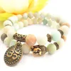 MG0791 Матовый браслет Amaonite Buddha Set Set Bandmade Natural Stone Energy Bracelet Соответствует йоге запястье Mala Gift Jewelry276c