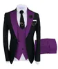 Jackets Twocolor Men Suits 3 Pieces Tailored Best Man Groom Wedding Tuxedo Slim Fit Jacquard Blazer Jacket Vest Pants Tuxedo Clothing
