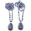 Colliers pendentifs Fashion Bohème Bijoux tribal Blue Blue Dot Stones Handmake Drop