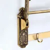 Towel Rack Foldable Movable Bath Holder Antique Gold Aluminum Storage Double Bar Active Cloth Shelf With Hook Bathroom Accessory 231225