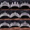 Bruiloft haar sieraden zilveren kleur mode paarse lila kristal tiara kronen koningin kings prinses accessoires bruids diadeems 221012259L