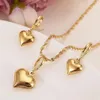 24 K jaune massif en or rempli charmant coeur pendentif colliers d'oreilles féminine les bijoux de fête des filles cadeaux bricolage