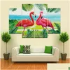 Schilderijen Twee Flamingo's Frameloos 4 stuks Geen lijst Gedrukt op canvas Kunst Modern Home256D6011790 Drop Delivery Huis Tuin Ambachten Dhpqu