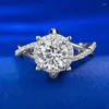 Cluster Anneaux 2023 S925 Silver 1 Diamond Ring Big Wedding Proposition