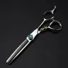 Professional JP440c steel 6 '' green gem hair scissors cutting barber tools Tiger haircut thinning shears hairdresser 231225