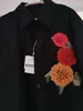 Men's Casual Shirts MAMELICCE Flower Embroidery Dark Style Original & Blouses For Women Yohji Unisex Oversize Men Clothing