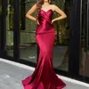 Casual Dresses Adrapless V Neck Satin Folds Backless Ruched i full längd Maxi Dress Stretch Bodycon Evening Party