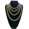 Hiphop Iced Out Miami Cuban Link Chains Collier For Mens Long épais lourd gros bling Hip Hop Women Gold Silver Jewelry Gift309V