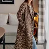 2023 Spring Women Woolen Coat Classic Leopard Print Loose Style Long Sleeve Fashion Longl Casaco Feminino 231222