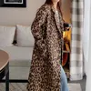 2023 Spring Femmes Mabillement en laine Classic Leopard Imprimé en vrac Fashion Long Manche Longl Casaco Feminino 231222