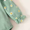 Kledingsets 3-delige babymeisjes herfstoutfit Print rompertje met lange mouwen + broek met riem + hoofdband voor peuters van 0-18 maanden kleding