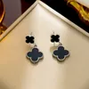 Four Leaf Clover Earring Fashion Classic Dangle Earrings Designer for Woman Agate Mother of Pearl Moissanite Valentines Gift Teacherday Earings Not Fade