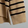 GIGOGOU 2/ Two Pieces Sets Women Cashmere Tracksuits CHIC Striped Oversized Woman Sweater Drawstring Wide Leg Pants Suits 231225