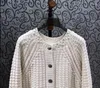 Women's Jackets Wool Knitted Sweaters 2024 Early Spring Fashion White Black Cardigans High Quality Ladies Beading Deco Casual Cardigan Coat