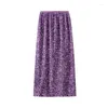 Röcke Purple Casual Elegante Pailletten hohe Taille Rückenlader Straight Wrap Hip Long Rock 2024 Frühling Herbst Frauen tragen