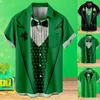 Herren-Casual-Shirts Anzugsdruck Shirt St-Patrick-Day Funny Blusen Irish-National Day Tops Kurzärmelige lustige grüne Klee Camisas