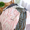 Dames slaapkleding voorjaar herfst paar voor slapende zomer mannen vrouwen pyjama vrouw winter man pant sets katoen crêpe gaas zebra streep