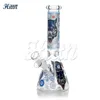 Heavy Glass Bong Cartoon Wolf Decals Hookahs Beaker Base 5mm Thick Glass Smoking Water Pipe 14mm Joint Accessories 10 Inches