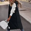 スウェットシャツのノースリーブコートセーターベスト女性用長いフーディーポケットとキルティングアウトドアジャケットベスト女性冬2022年