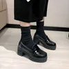 Vestido Sapatos Estudante JK Básico de salto alto uniforme feminino ortodoxo plataforma à prova d'água Cosplay estilo academia de couro pequeno