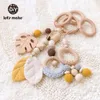 Låt oss göra Baby Toys 1Set/4pcs Spela Gym Träpärlor Beech Leaf Pendant TingeThing Nursing barnvagn 0-12 månader Baby Rattle Toys 231225