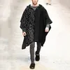 Herentruien S-3XL Imitatiewollen fluweel Warme trui Mantel Winter Street Wear Heren Capes Effen Poncho Gebreid Vleermuismouwen Losse jas Hoed