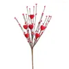 Decorative Flowers Artificial Red Berries Branches Valentine's Day Heart Shape Berry Bouquet Lifelike Flower Decoration For Home
